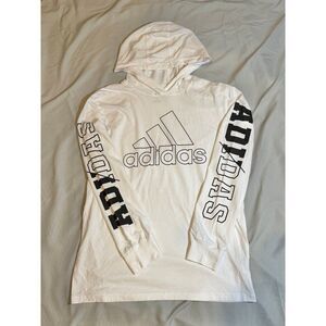 ADIDAS Kids Hooded Jersey w/Logos on Sleeves - Size Kids L 14/16